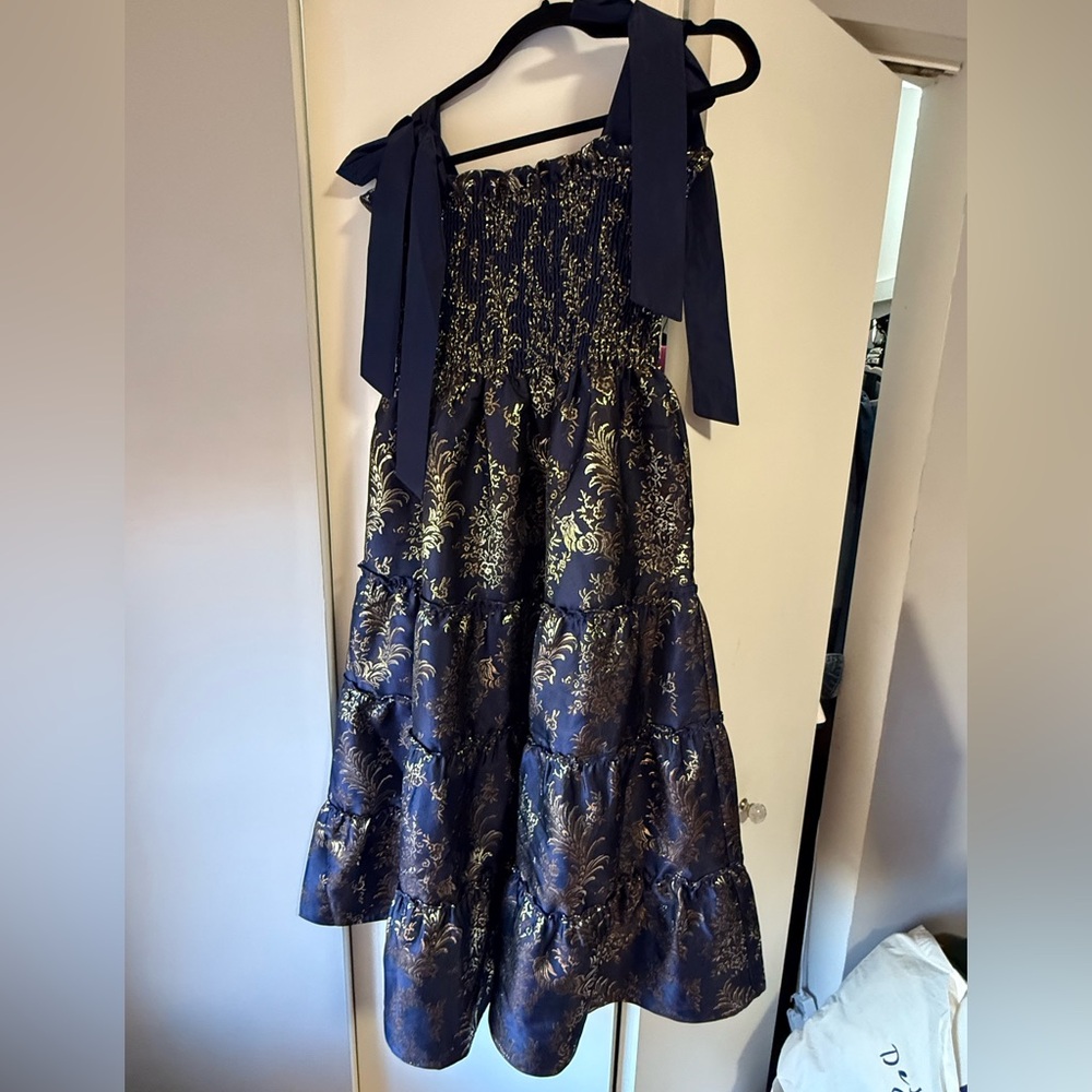 Hill House Ribbon Brocade Ellie Nap Dress with gold accents - size small